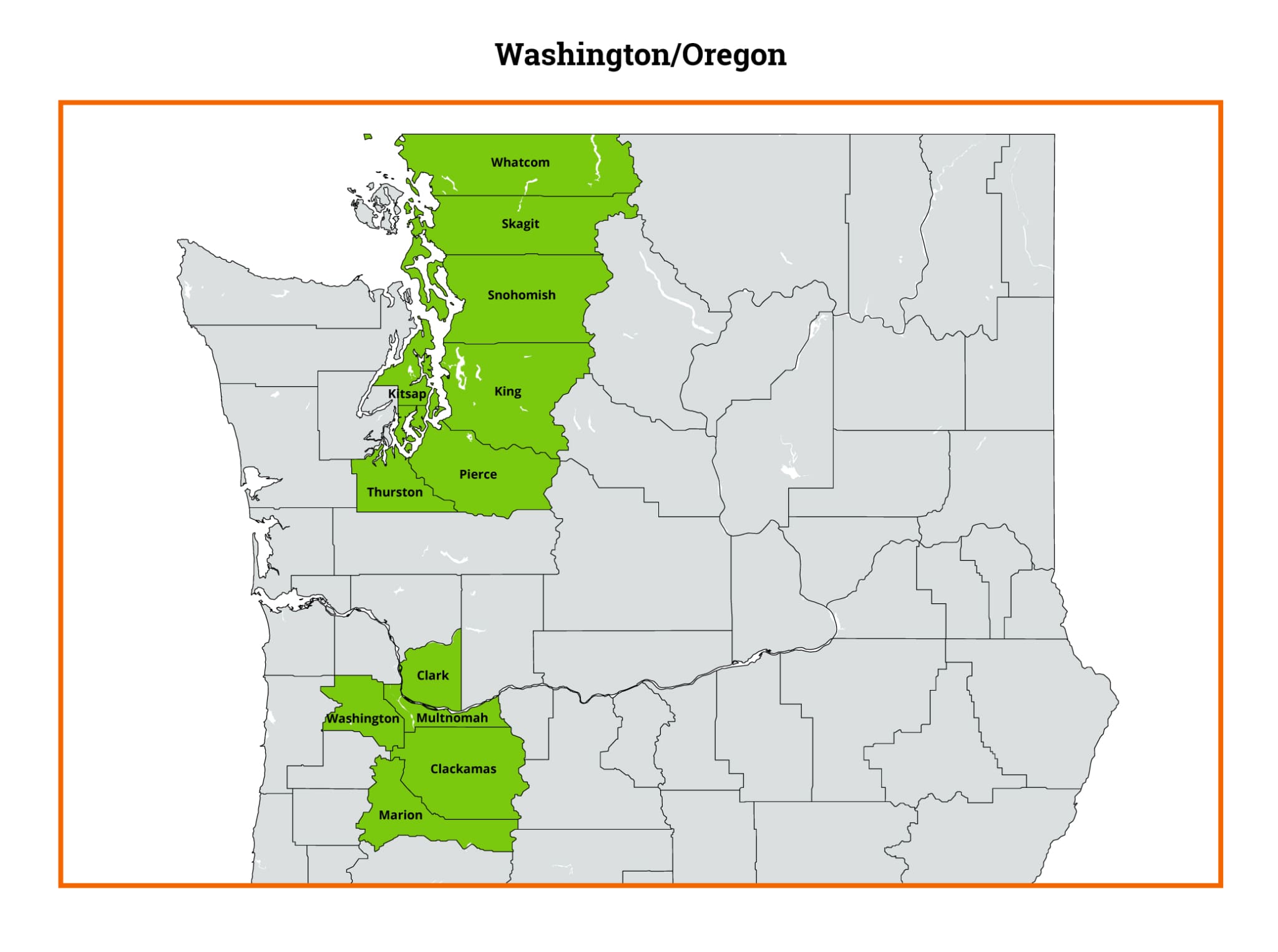 Areas We Serve Washington and Oregon